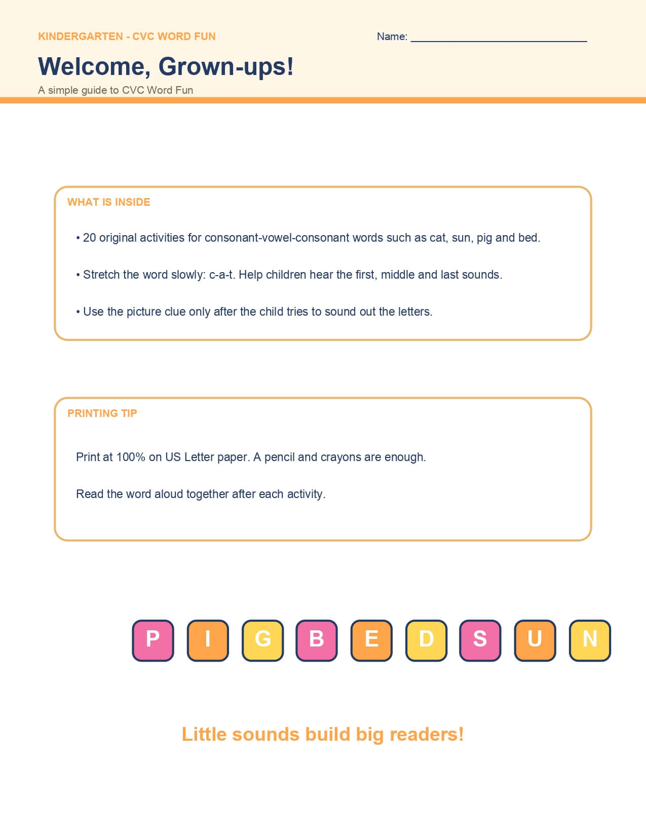 CVC Word Fun – worksheet preview page 1