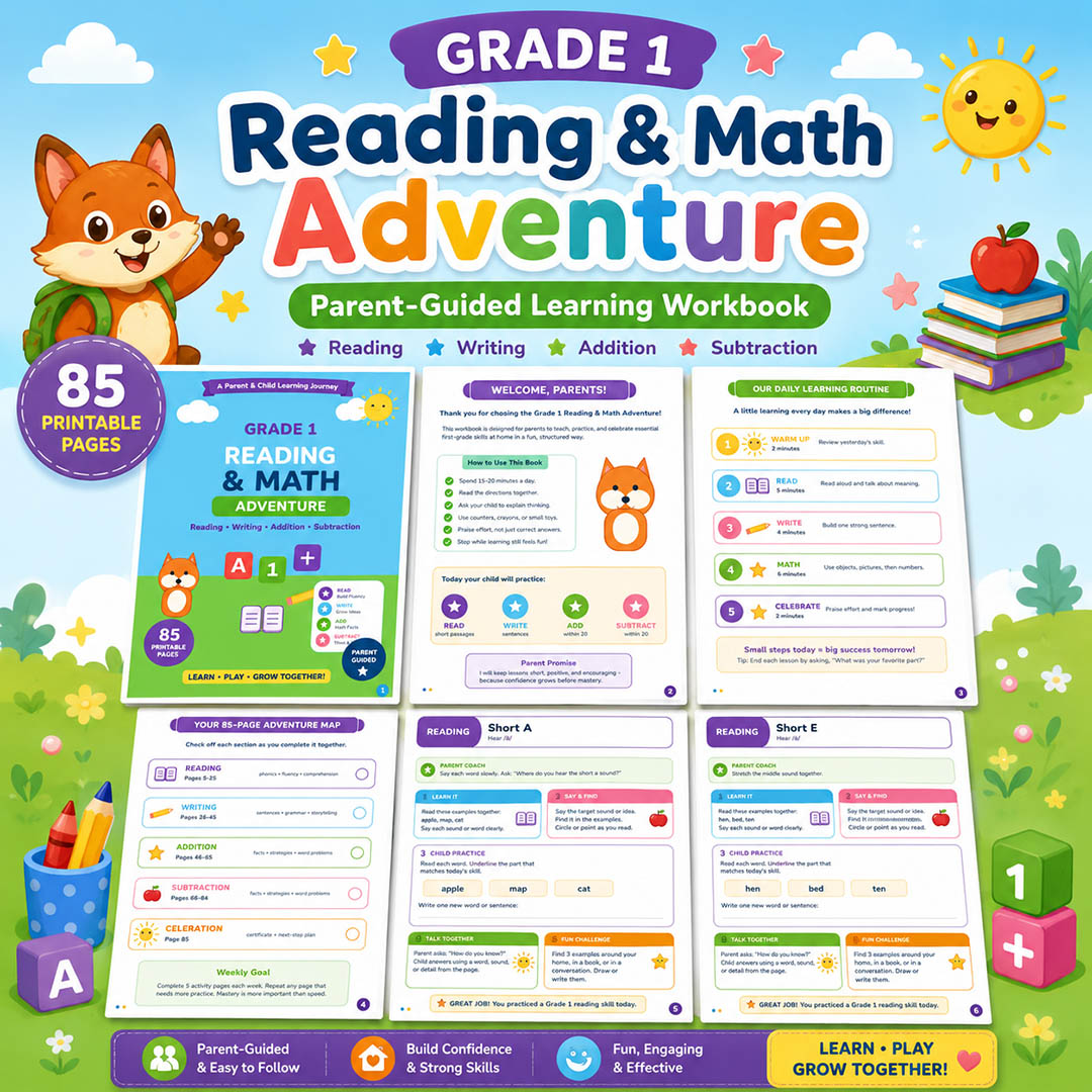 Reading & Math Adventure - Grade 1 – printable educational resource