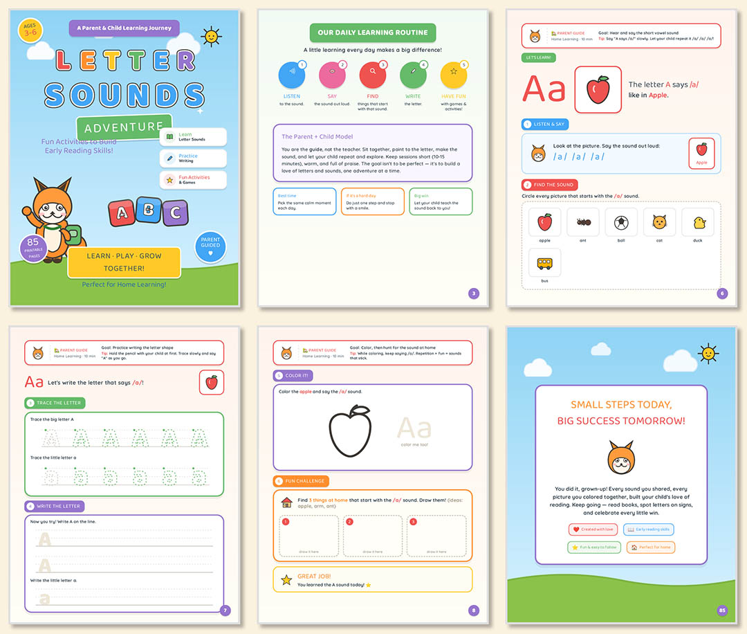 Letter sounds learning worksheet preview