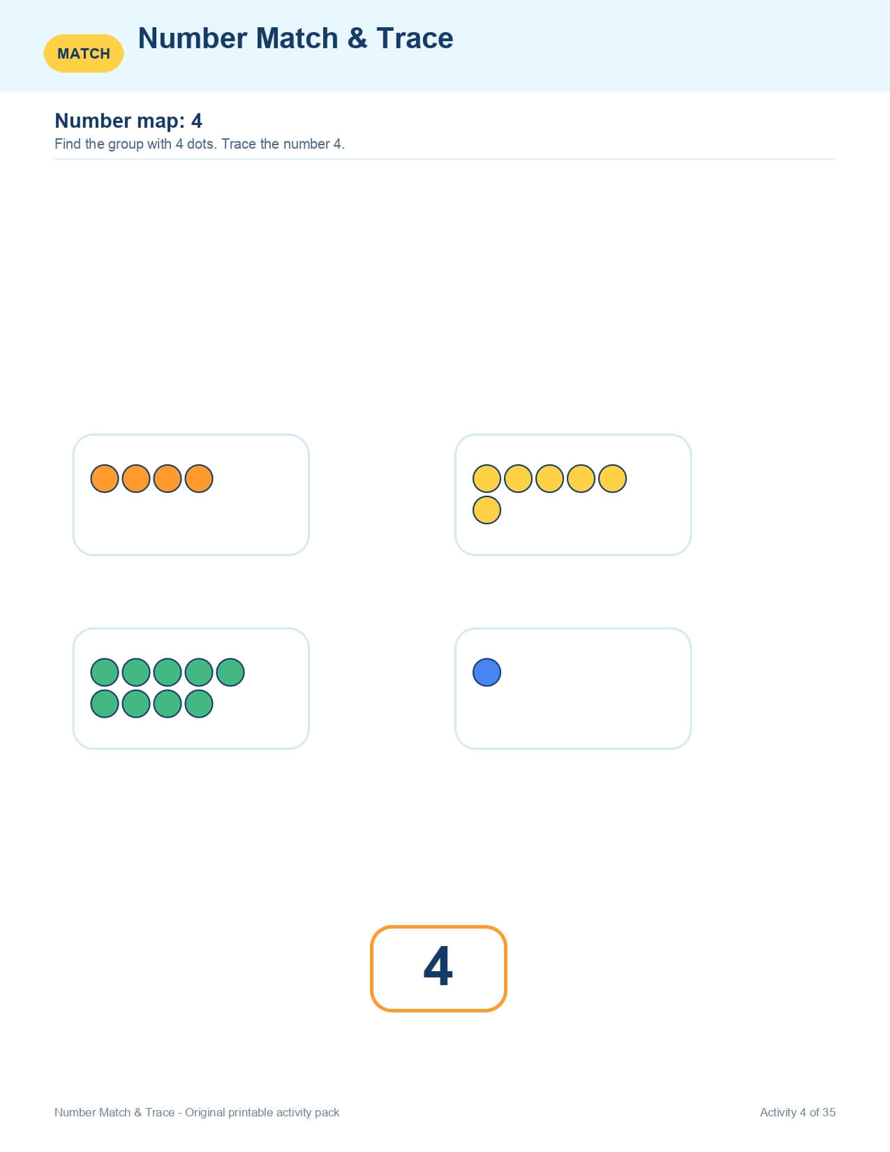Number Match and Trace – worksheet preview page 5