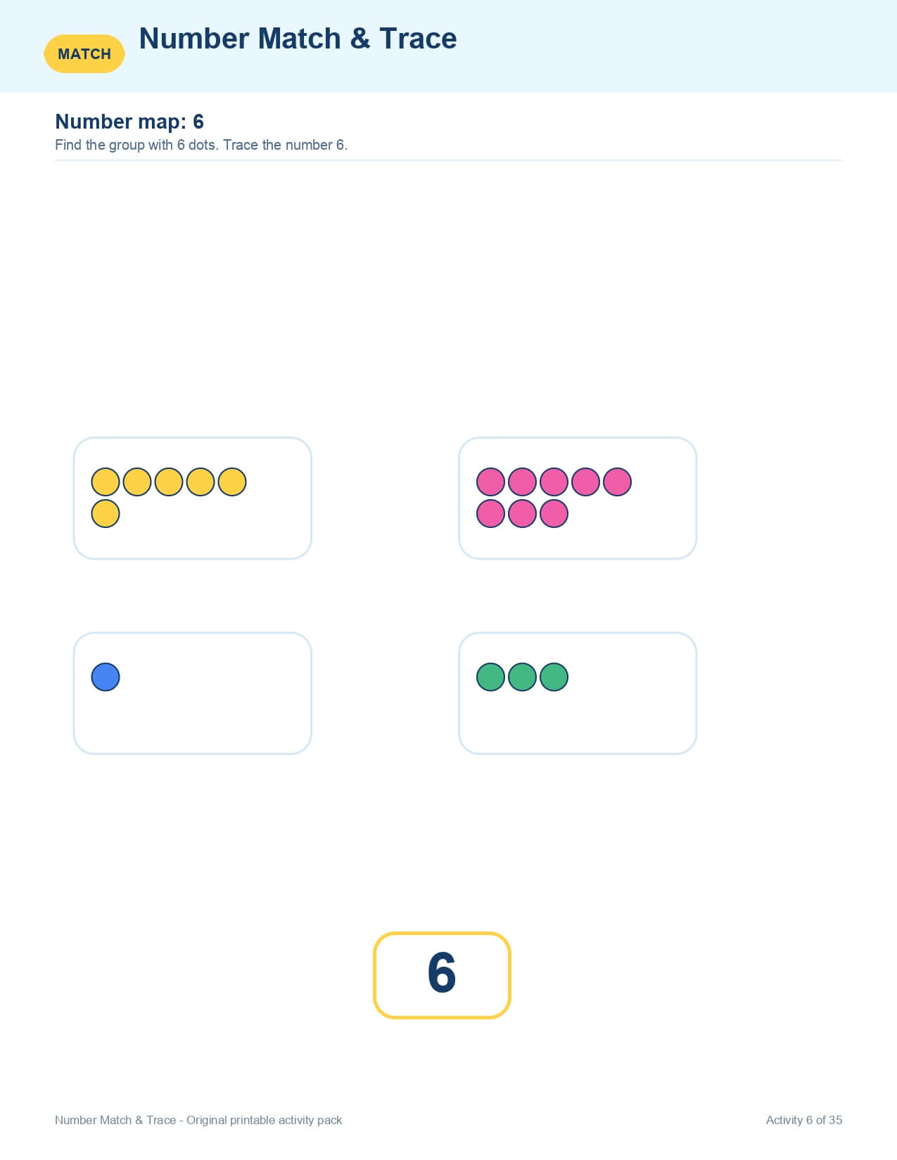 Number Match and Trace – worksheet preview page 7