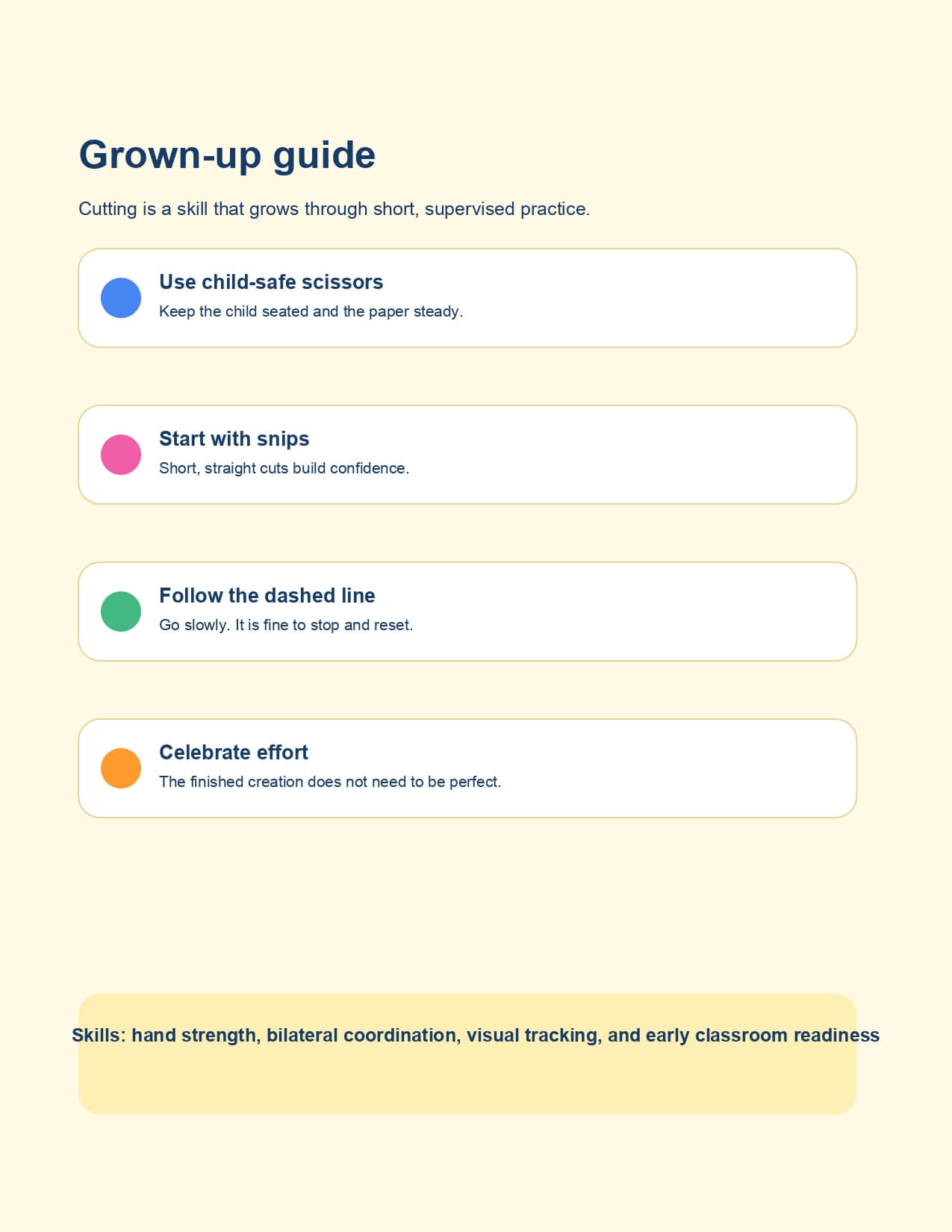 Scissor Skills for Little Hands – worksheet preview page 1